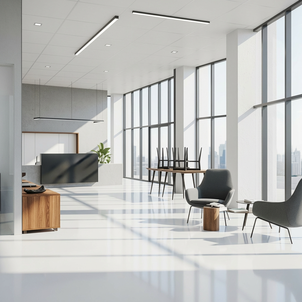 White epoxy floor in a medical clinic