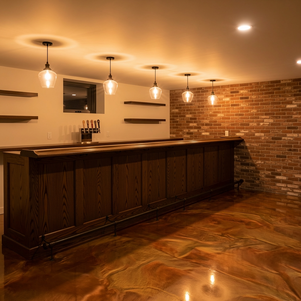 Warm copper and gold metallic epoxy blend