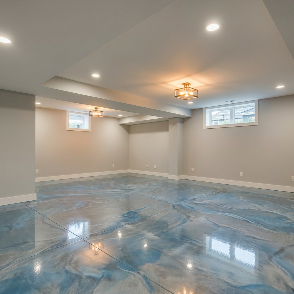 Cool silver and blue metallic epoxy blend