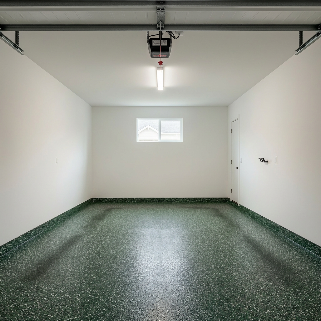 Forest green and gray flake epoxy combination