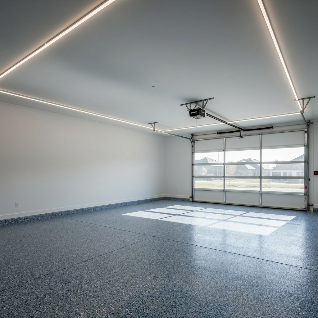 Blue Ridge flake blend epoxy floor