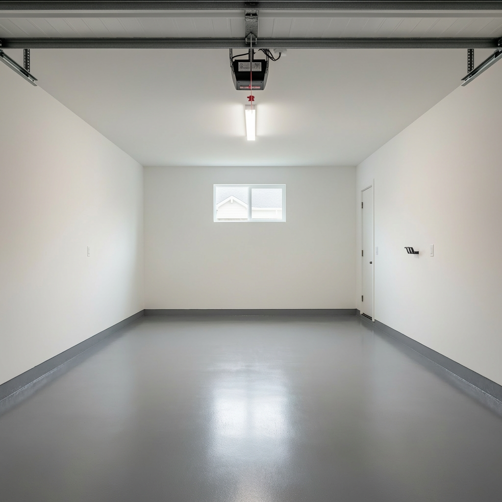 Solid battleship gray epoxy garage floor