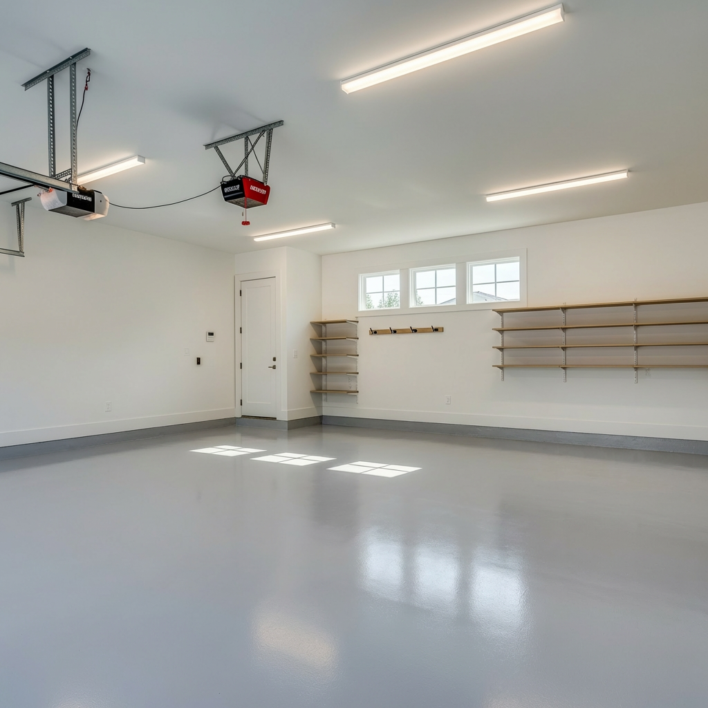 Medium gray solid epoxy garage floor