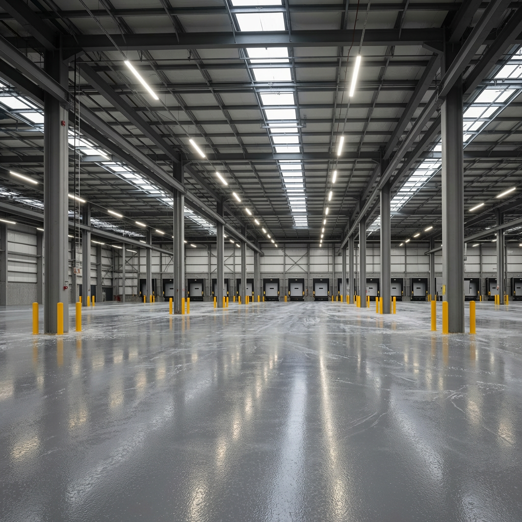 Epoxy floor in a cold storage warehouse