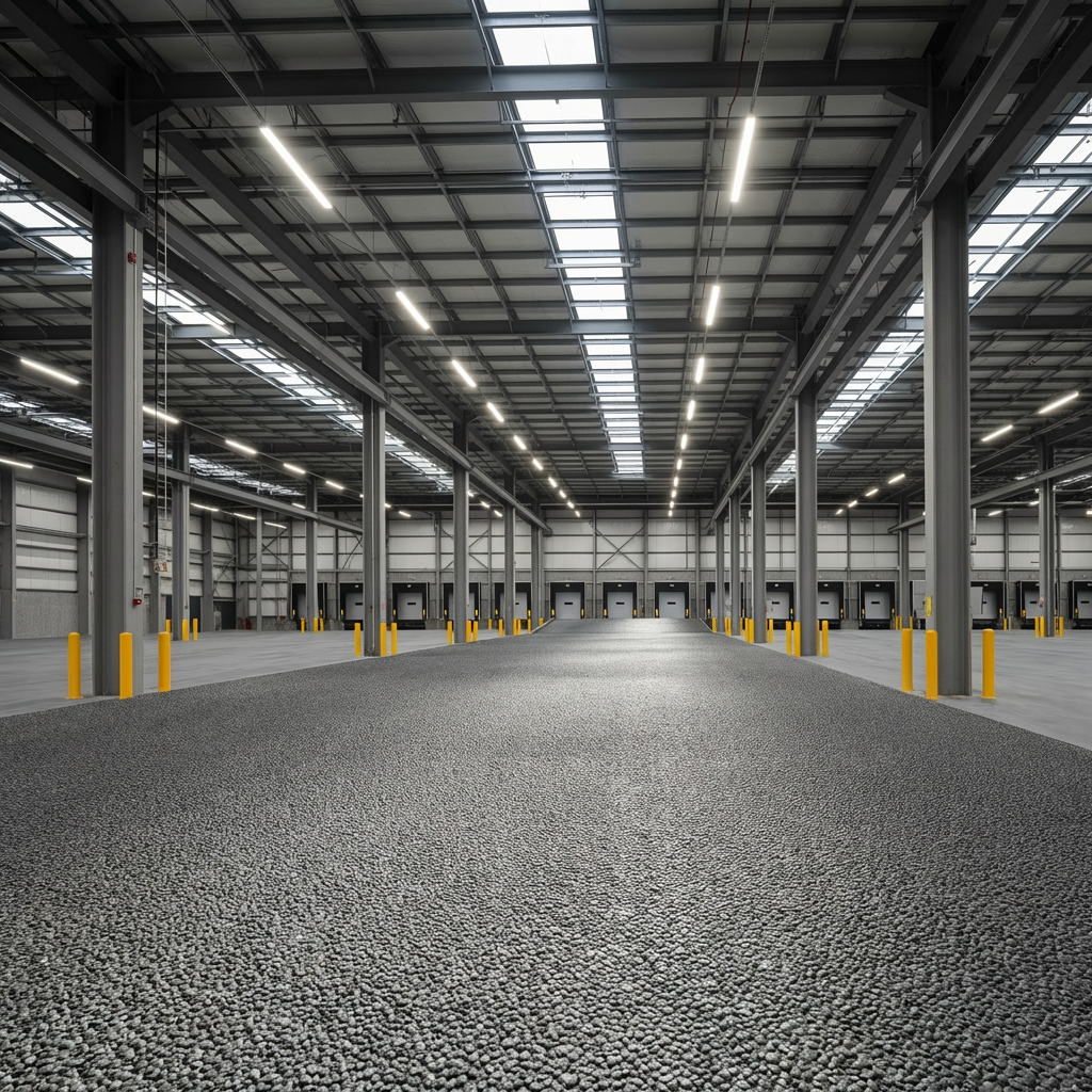 Textured anti-slip epoxy on a warehouse ramp