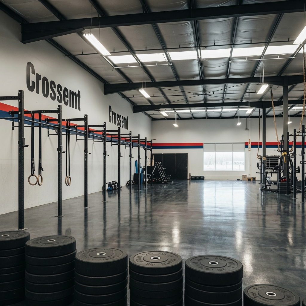 Charcoal metallic epoxy floor in a fitness studio