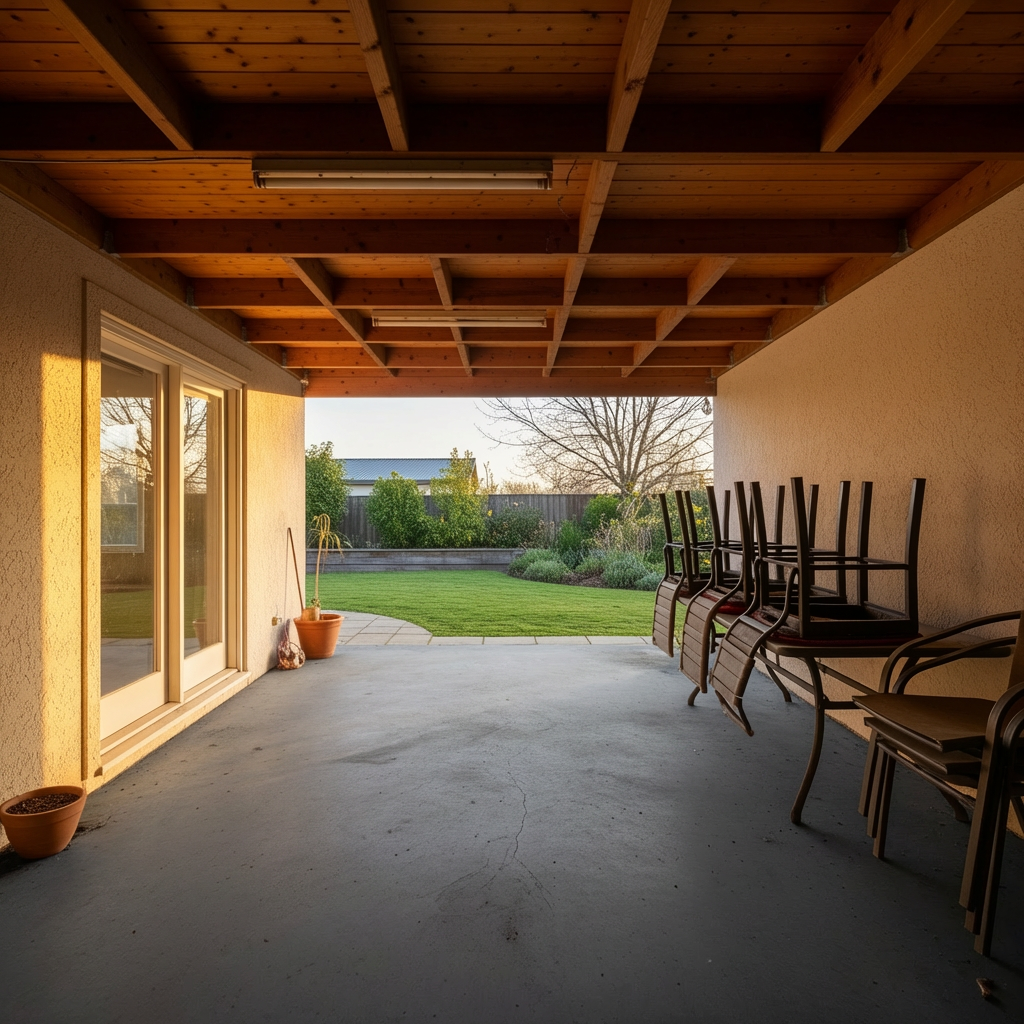 Cool gray concrete sealer on an outdoor patio