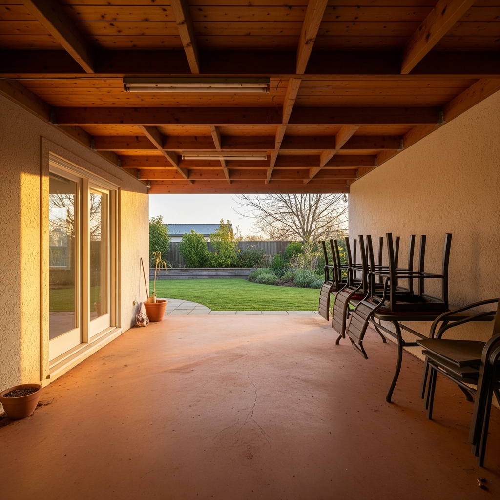Terracotta-colored stain on a Mediterranean patio